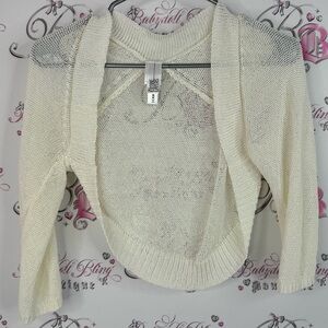 Wynne layers cardigan bolero knit crochet Elegant Cream Open-Front Women's Shrug